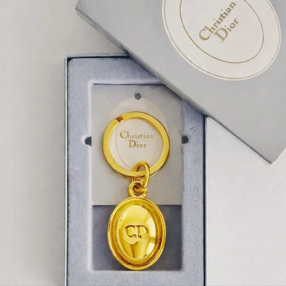 Dior CD Logo Gold-tone Bag Charm Key Holder